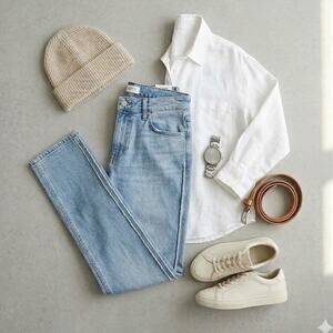 Loft Outlet High Rise Straight Ankle Leg Jean 10 Exposed Side Seam Light Wash